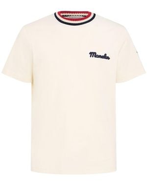 Moncler Herren T-Shirt Aus Baumwolljersey Mit Logo - Natur