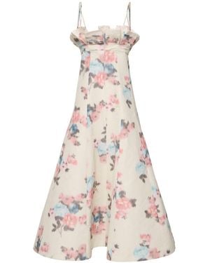 Philosophy Di Lorenzo Serafini Langes Kleid Aus Taft - Natur