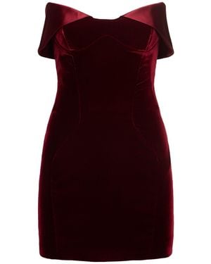 Mugler ストラップレス ベルベットミニドレス - レッド