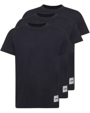 Jil Sander 3er-pack T-shirts Aus Baumwolle "plus" - Blau