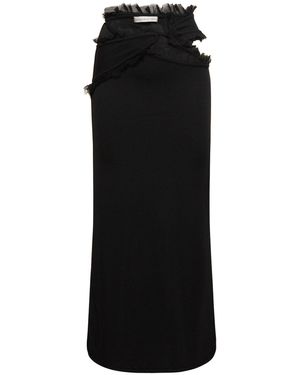 Christopher Esber Carina Cutout Long Skirt W/Tulle Details - Black