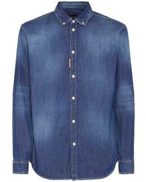 DSquared² Stretch-baumwollhemd "relax Dan" - Blau