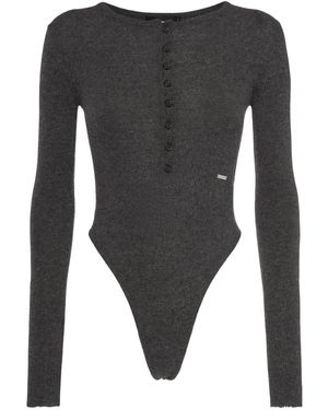 DSquared² Buttoned Knit Wool Bodysuit - Grey