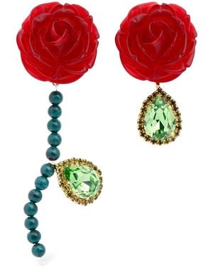 Magda Butrym Mismatched Rose Drop Earrings Unique - Red