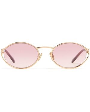 Miu Miu Ovale Sonnenbrille Aus Metall - Braun