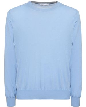 Brunello Cucinelli Pullover Aus Wolle Und Kaschmir - Blau