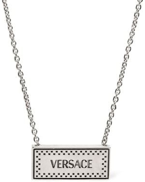 Versace Metallhalskette Mit Logoplakette - Weiß