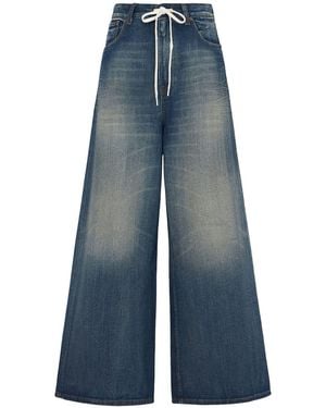 MM6 by Maison Martin Margiela Donna Mid Rise Wide Jeans - Blue