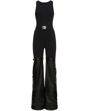 Coperni Hybrid Jersey And Faux Leather Jumpsuit - Black