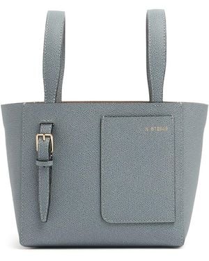 Valextra Mini Bucket Leather Top Handle Bag - Blue