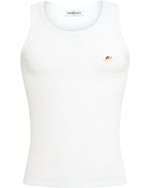 Fiorucci Herren Angel Patch Ribbed Tank Top - Weiß