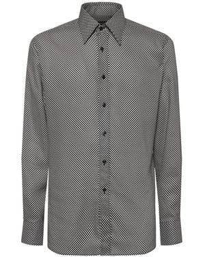 Tom Ford Graphic Polka Dot Fluid Lyocell Shirt - Grey