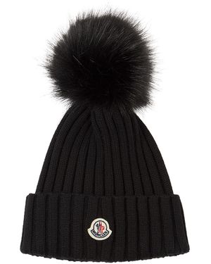 Moncler ヴァージンウールビーニー - ブラック