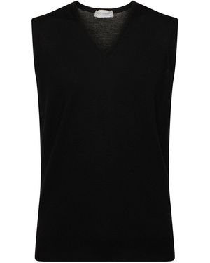 John Smedley Hadfield Extrafine Wool Knit Vest - Black