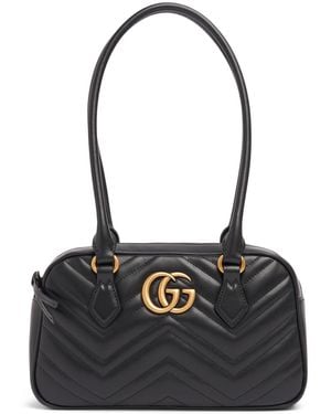 Gucci Small Gg Marmont レザートップハンドルバッグ - ブラック