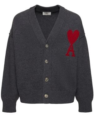 Ami Paris ウールニットカーディガン - ブルー