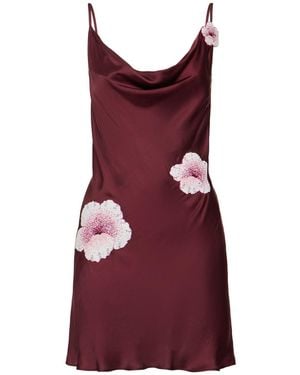 Leslie Amon Galli Embroidered Satin Mini Dress