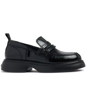 Ganni Plateau-Loafer Mit Logo-Schild - Schwarz