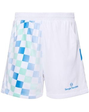 Sergio Tacchini Herren Piqué-Shorts Mit Druck „Luca“ - Blau