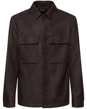 ZEGNA Oasi リネンオーバーシャツ - ブラック