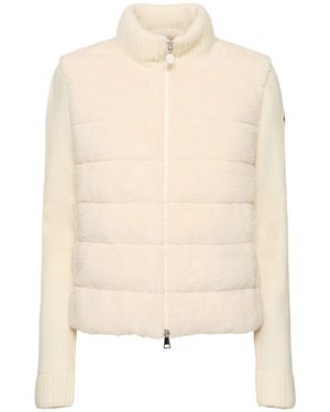 Moncler Teddy Capsule Wool Down Cardigan Jacket - Natural