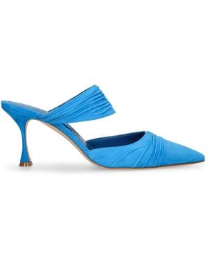 Manolo Blahnik 70mm Hohe Wildleder-mules "circeamu" - Blau