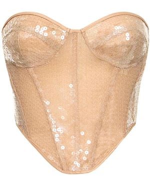 David Koma Sequin Strapless Bustier Top - White