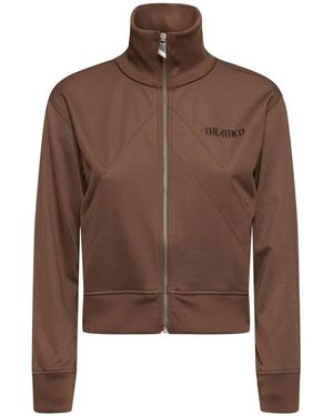 The Attico Shiny Jersey Zip Track Top - Brown