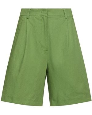 Weekend by Maxmara Ecuba Cotton & Linen Canvas Shorts - Green