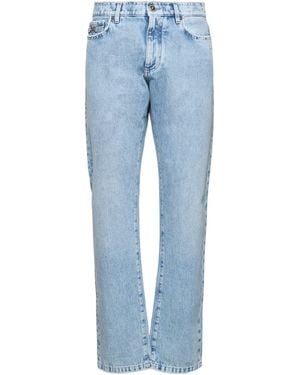 Versace Gerade Jeans Aus Stonewashed-denim - Blau