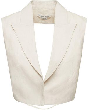 ALESSANDRO VIGILANTE Tailored Linen Open Back Crop Vest - White