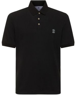 Brunello Cucinelli Logo Piquet Polo - Black