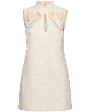 Self-Portrait Minikleid Mit Pailletten - Natur