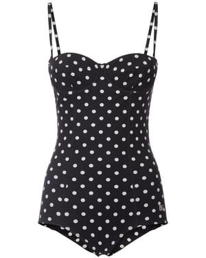 Dolce & Gabbana Badeanzug Mit Polka Dots - Schwarz