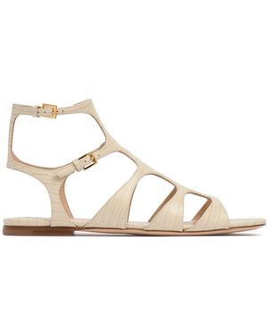 Tom Ford 5mm Tejus Croc Embossed Flat Sandals - Natural