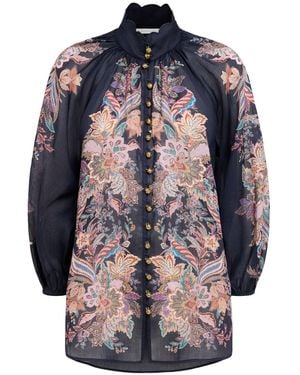 Zimmermann Damen Ramie-Hemd „Rhiannon“ - Blau