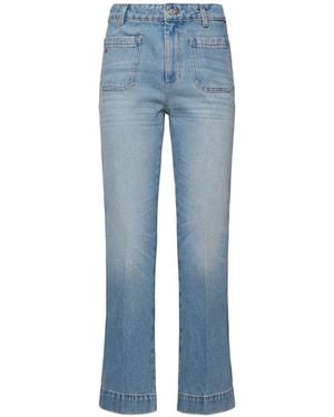 Victoria Beckham Alina Cropped Denim Twill Kick Jeans - Blue