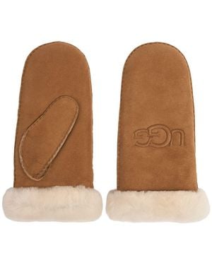 UGG Logo Embroidered Mittens - Natural