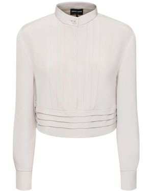 Giorgio Armani シルクサテンクロップドシャツ - ホワイト