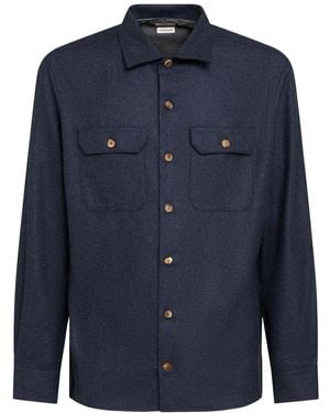 Brunello Cucinelli Wool Flannel Overshirt - Blue