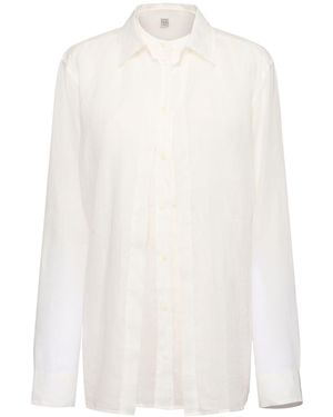TOTEME Damen Double Collar Ramie Shirt - Weiß