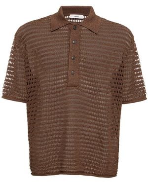 Commas Crochet S/S Polo - Brown