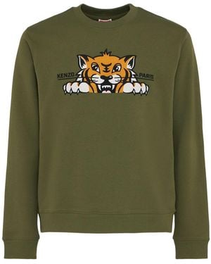 KENZO Herren Slim Sweatshirt „Kenzo Happy Tiger“ - Grün