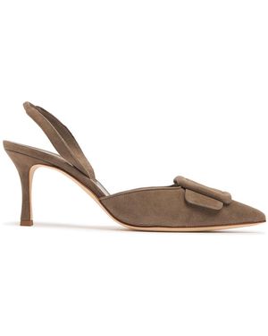 Manolo Blahnik Maysli スエードスリングバックパンプス 70mm - ブラウン