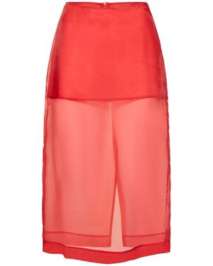 Frankie Shop Peri シアーシルクブレンド ミディスカート - レッド