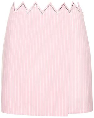 Mach & Mach Embellished Striped Cotton Mini Skirt - Pink