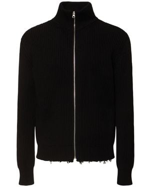 MM6 by Maison Martin Margiela Camionneur Zip-Up Knit Jacket - Black