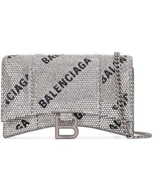 Balenciaga Hourglass Portemonnaie mit Kettenriemen - Grau
