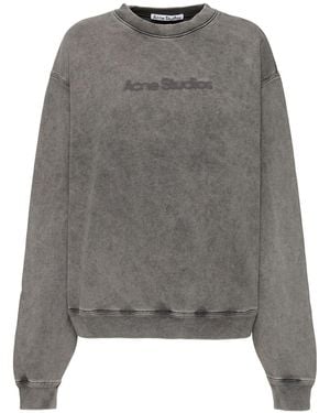 Acne Studios Cotton Jersey Logo Crewneck Sweatshirt - Grey