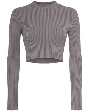 Max Mara Arcella ストレッチビスコースクレープリブトップ - グレー